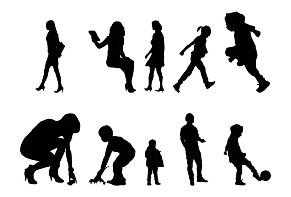 Silhouettes Vectorielles Silhouettes Esquissées Personnes Dessin Contour Silhouette Personnes Icône — Image vectorielle