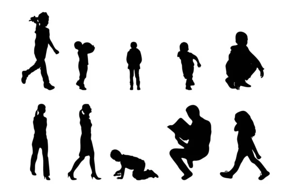 Vector Silhouettes Outline Silhouettes People Contour Drawing People Silhouette Icon — Stock Vector