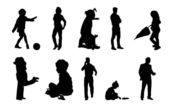 Vector Silhouetten Overzicht Silhouetten Van Mensen Contourtekening Personensilhouet Icoon Set — Stockvector