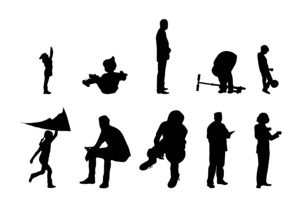 Vector Silhouettes Outline Silhouettes People Contour Drawing People Silhouette Icon — Stock Vector