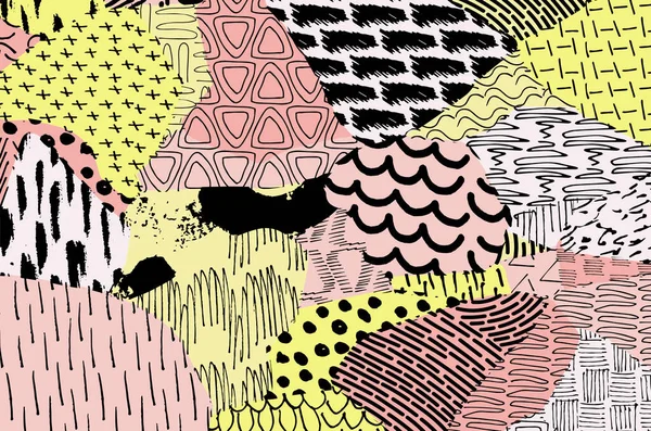 Soyut siyah konturlar, el vektör desen çizdi. Geometrik tarzı Retro soyut desen. Soyut çok renkli geometrik desen.