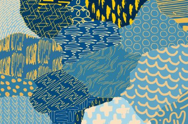 Vektör deseni. Fırça darbeleriyle soyut arkaplan. Tek renkli, elle çizilmiş doku. Modern grafik tasarımı. El çizimi..