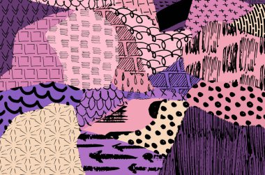 Vektör deseni. Fırça darbeleriyle soyut arkaplan. Tek renkli el çizimi doku. Modern grafik tasarımı. El çizimi çizgili..