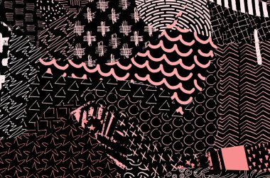 Vektör deseni. Fırça darbeleriyle soyut arkaplan. Tek renkli el çizimi doku. Modern grafik tasarımı. El çizimi çizgili..