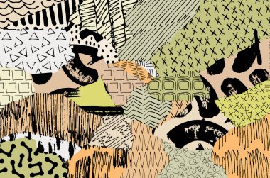 Vektör deseni. Fırça darbeleriyle soyut arkaplan. Tek renkli el çizimi doku. Modern grafik tasarımı. El çizimi çizgili..