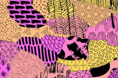 Vektör deseni. Fırça darbeleriyle soyut arkaplan. Tek renkli el çizimi doku. Modern grafik tasarımı. El çizimi çizgili..