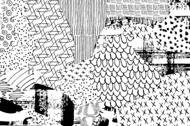 Vektör deseni. Fırça darbeleriyle soyut arkaplan. Tek renkli, elle çizilmiş doku. Modern grafik tasarımı. El çizimi..