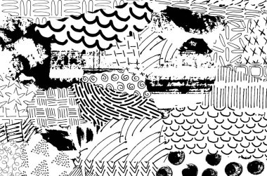 Vektör deseni. Fırça darbeleriyle soyut arkaplan. Tek renkli el çizimi doku. Modern grafik tasarımı. El çizimi çizgili..