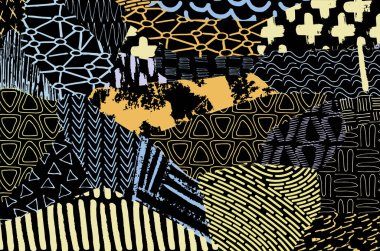 Vektör deseni. Fırça darbeleriyle soyut arkaplan. Tek renkli el çizimi doku. Modern grafik tasarımı. El çizimi çizgili..