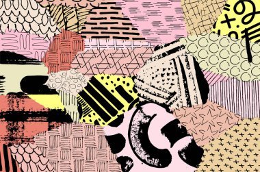 Vektör deseni. Fırça darbeleriyle soyut arkaplan. Tek renkli el çizimi doku. Modern grafik tasarımı. El çizimi çizgili..