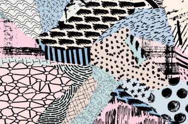 Vektör deseni. Fırça darbeleriyle soyut arkaplan. Tek renkli, elle çizilmiş doku. Modern grafik tasarımı. El çizimi..