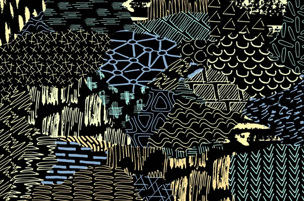 Vectorpatroon Abstracte Achtergrond Met Penseelstreken Monochroom Met Hand Getekend Textuur — Stockvector