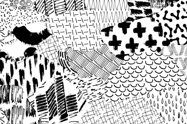 Vektör deseni. Fırça darbeleriyle soyut arkaplan. Tek renkli el çizimi doku. Modern grafik tasarımı. El çizimi çizgili..