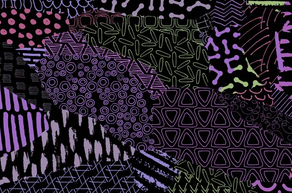 Vectorpatroon Abstracte Achtergrond Met Penseelstreken Monochroom Met Hand Getekend Textuur — Stockvector