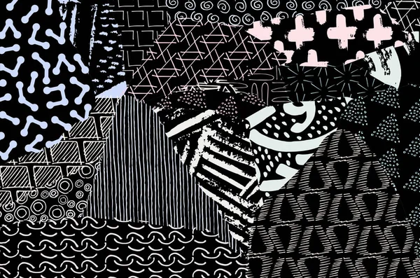 Vektormuster Abstrakter Hintergrund Mit Pinselstrichen Monochrom Von Hand Gezeichnete Textur — Stockvektor
