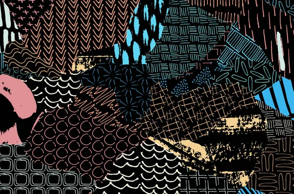 Vektör deseni. Fırça darbeleriyle soyut arkaplan. Tek renkli el çizimi doku. Modern grafik tasarımı. El çizimi çizgili..