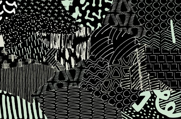Vector Pattern Abstract Background Brush Strokes Monochrome Hand Drawn Texture — стоковый вектор