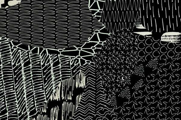 Vector Pattern Abstract Background Brush Strokes Monochrome Hand Drawn Texture — Archivo Imágenes Vectoriales