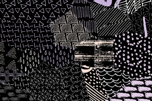 Vektormuster Abstrakter Hintergrund Mit Pinselstrichen Monochrom Von Hand Gezeichnete Textur — Stockvektor
