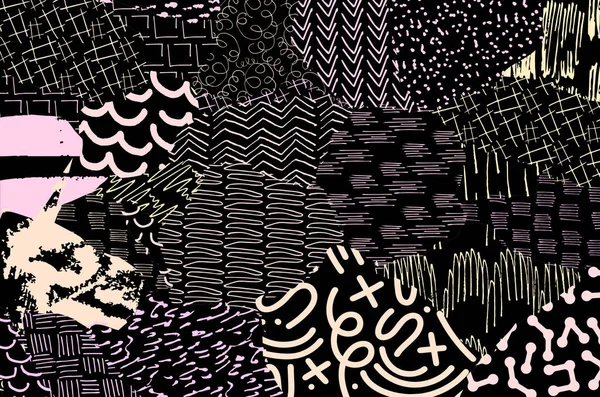 Vektör deseni. Fırça darbeleriyle soyut arkaplan. Tek renkli, elle çizilmiş doku. Modern grafik tasarımı. El çizimi..