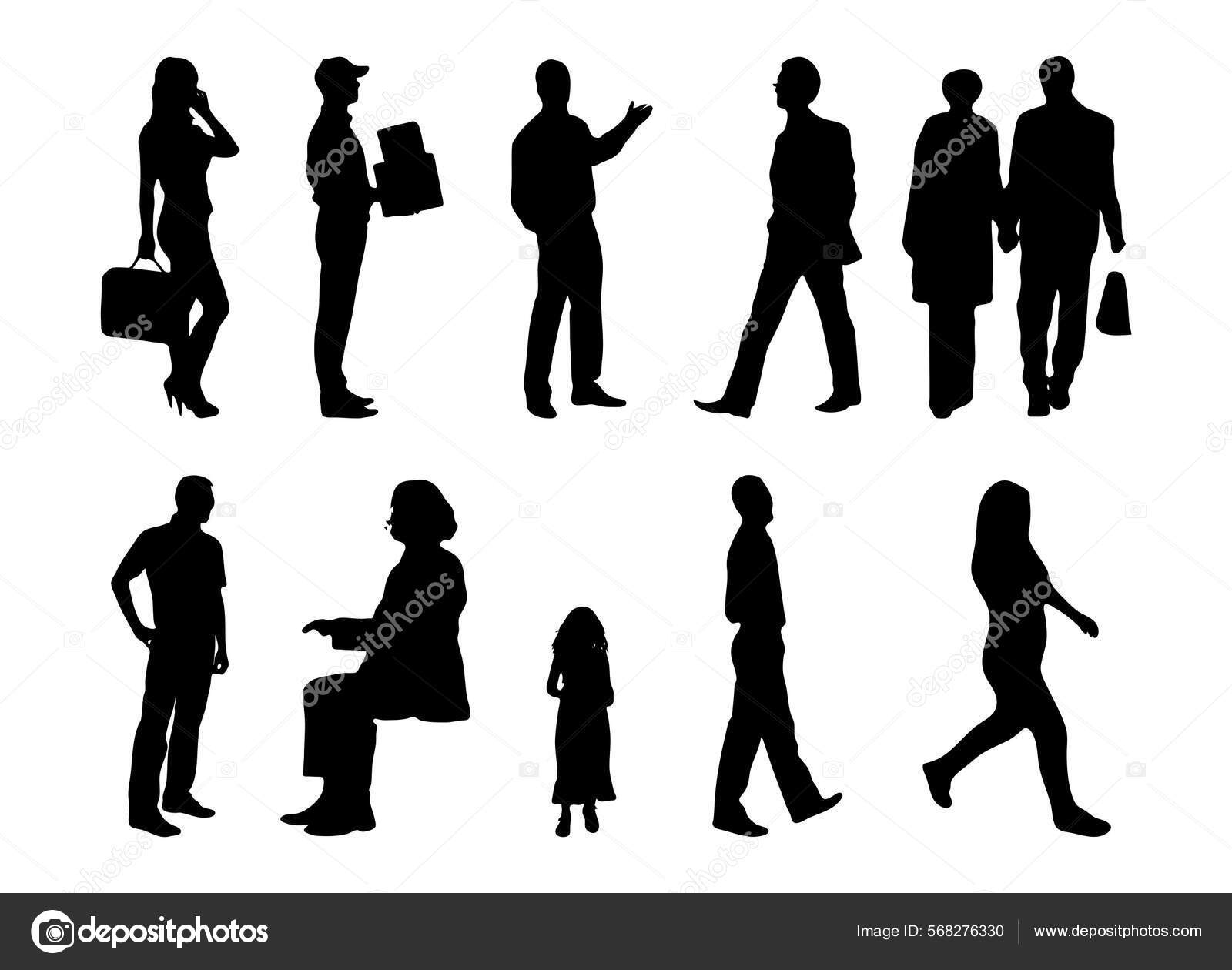 Vector Silhouettes Outline Silhouettes People Contour Drawing People