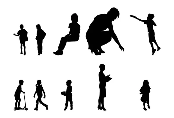 Silhouettes Vectorielles Silhouettes Esquissées Personnes Dessin Contour Silhouette Personnes Icône — Image vectorielle