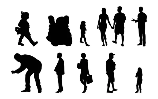 Silhouettes Vectorielles Silhouettes Esquissées Personnes Dessin Contour Silhouette Personnes Icône — Image vectorielle