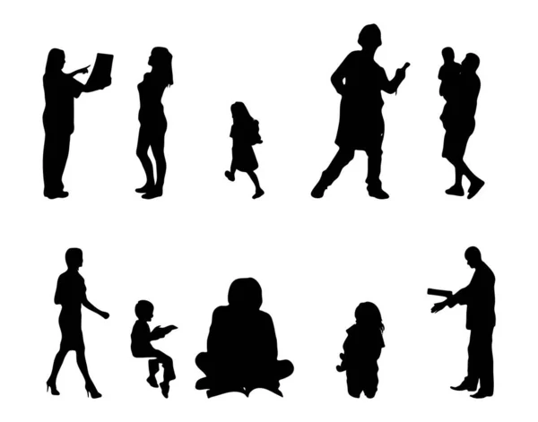 Vector Silhouettes Outline Silhouettes People Contour Drawing People Silhouette Icon — Stock Vector