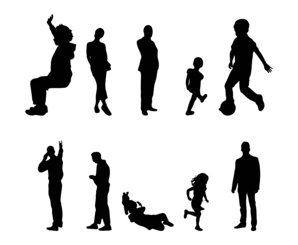 Vektor Silhouetten Umrisse Von Menschen Konturzeichnung Menschen Silhouette Icon Set — Stockvektor