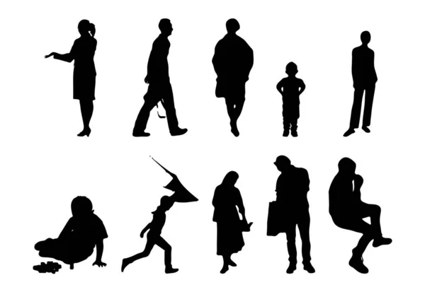 Silhouettes Vectorielles Silhouettes Esquissées Personnes Dessin Contour Silhouette Personnes Icône — Image vectorielle