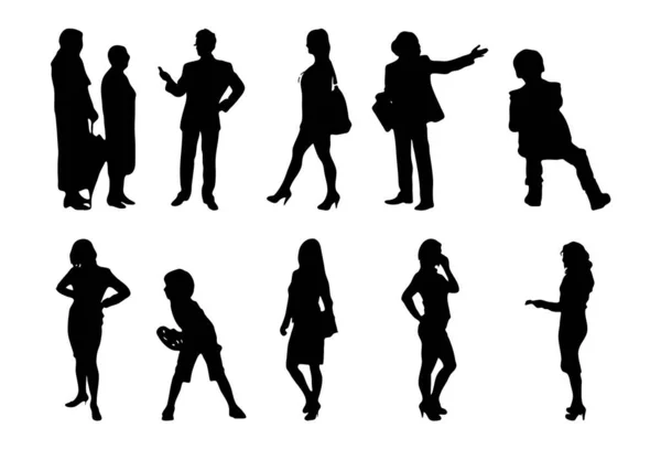 Silhouettes Vectorielles Silhouettes Esquissées Personnes Dessin Contour Silhouette Personnes Icône — Image vectorielle