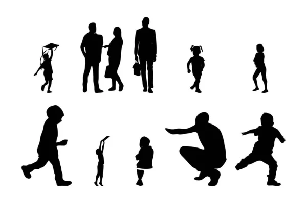 Silhouettes Vectorielles Silhouettes Esquissées Personnes Dessin Contour Silhouette Personnes Icône — Image vectorielle