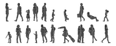 Vektör illüstrasyonu, insanların ana hatları, Contour çizimi, insanların silueti, ikon kümesi izole edilmiş, oturan insanların silueti, mimari set