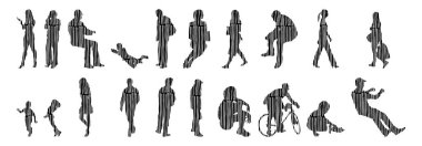 Vektör illüstrasyonu, insanların ana hatları, Contour çizimi, insanların silueti, ikon kümesi izole edilmiş, oturan insanların silueti, mimari set