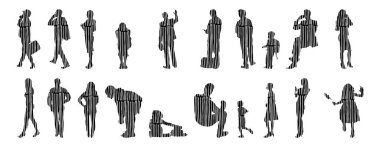 Vektör illüstrasyonu, insanların ana hatları, Contour çizimi, insanların silueti, ikon kümesi izole edilmiş, oturan insanların silueti, mimari set