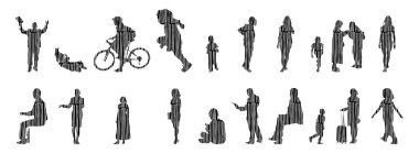 Vektör illüstrasyonu, insanların ana hatları, Contour çizimi, insanların silueti, ikon kümesi izole edilmiş, oturan insanların silueti, mimari set