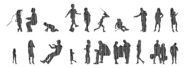 Vektör illüstrasyonu, insanların ana hatları, Contour çizimi, insanların silueti, ikon kümesi izole edilmiş, oturan insanların silueti, mimari set