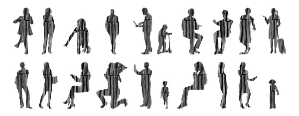 Vector Silhouettes Outline Silhouettes People Contour Drawing People Silhouette Icon — 스톡 벡터