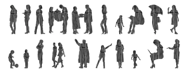 Vector Silhouettes Outline Silhouettes People Contour Drawing People Silhouette Icon — 스톡 벡터