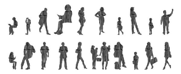 Illustration Vectorielle Silhouettes Esquissées Personnes Dessin Contour Silhouette Personnes Icône — Image vectorielle