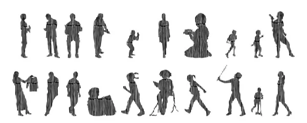 Vector Illustration Outline Silhouettes People Contour Drawing People Silhouette Icon — 스톡 벡터