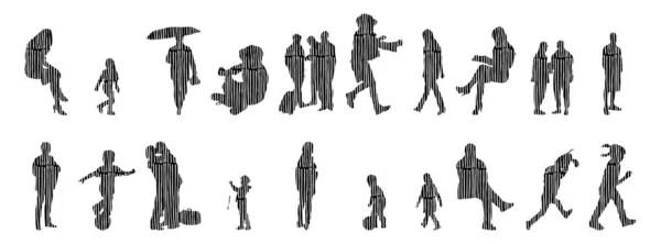 Vector Silhouettes Outline Silhouettes People Contour Drawing People Silhouette Icon — Stock Vector