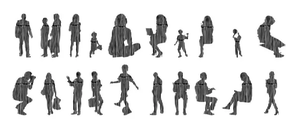 Vector Silhouettes Outline Silhouettes People Contour Drawing People Silhouette Icon — 스톡 벡터