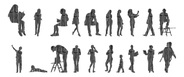 Vector Silhouettes Outline Silhouettes People Contour Drawing People Silhouette Icon — 스톡 벡터