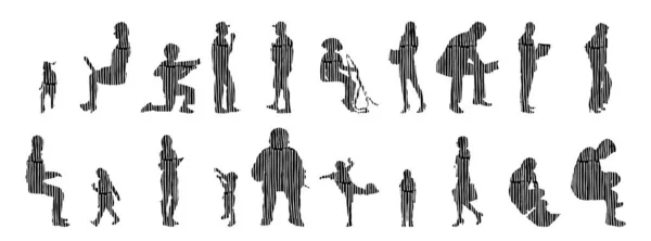 Vector Silhouettes Outline Silhouettes People Contour Drawing People Silhouette Icon — 스톡 벡터