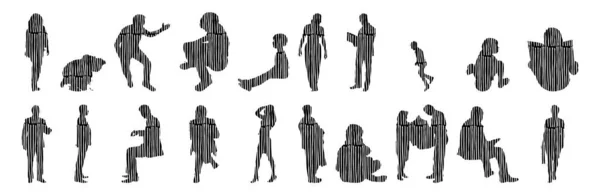 Vector Illustration Outline Silhouettes People Contour Drawing People Silhouette Icon — Stock Vector