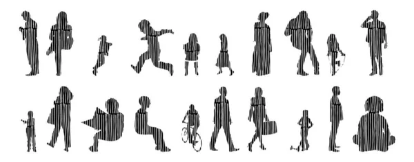 Vector Illustration Outline Silhouettes People Contour Drawing People Silhouette Icon — 스톡 벡터