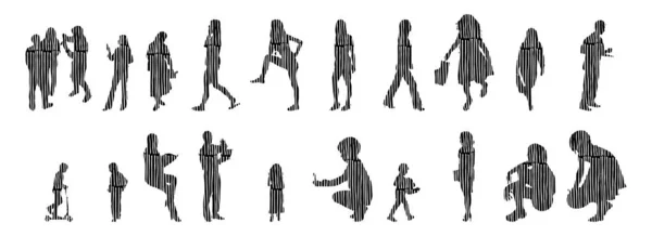 Векторні Ілюстрації Начерки Силуетів Людей Контурний Малюнок Люди Силует Іконний — стоковий вектор
