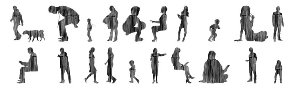 Vector Illustration Outline Silhouettes People Contour Drawing People Silhouette Icon — Stock Vector