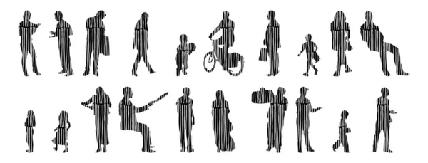 Vector Illustration Outline Silhouettes People Contour Drawing People Silhouette Icon — Stock Vector